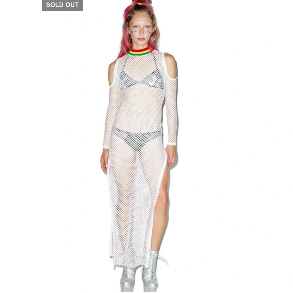 Jaded London, Dolls Kill Babylon, white mesh cold shoulder dress